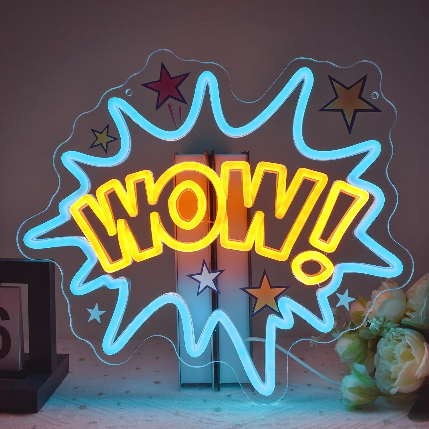 WOW Neon Sign USB Dimmable LED - đánh giá và giá Lighting Decor Wow