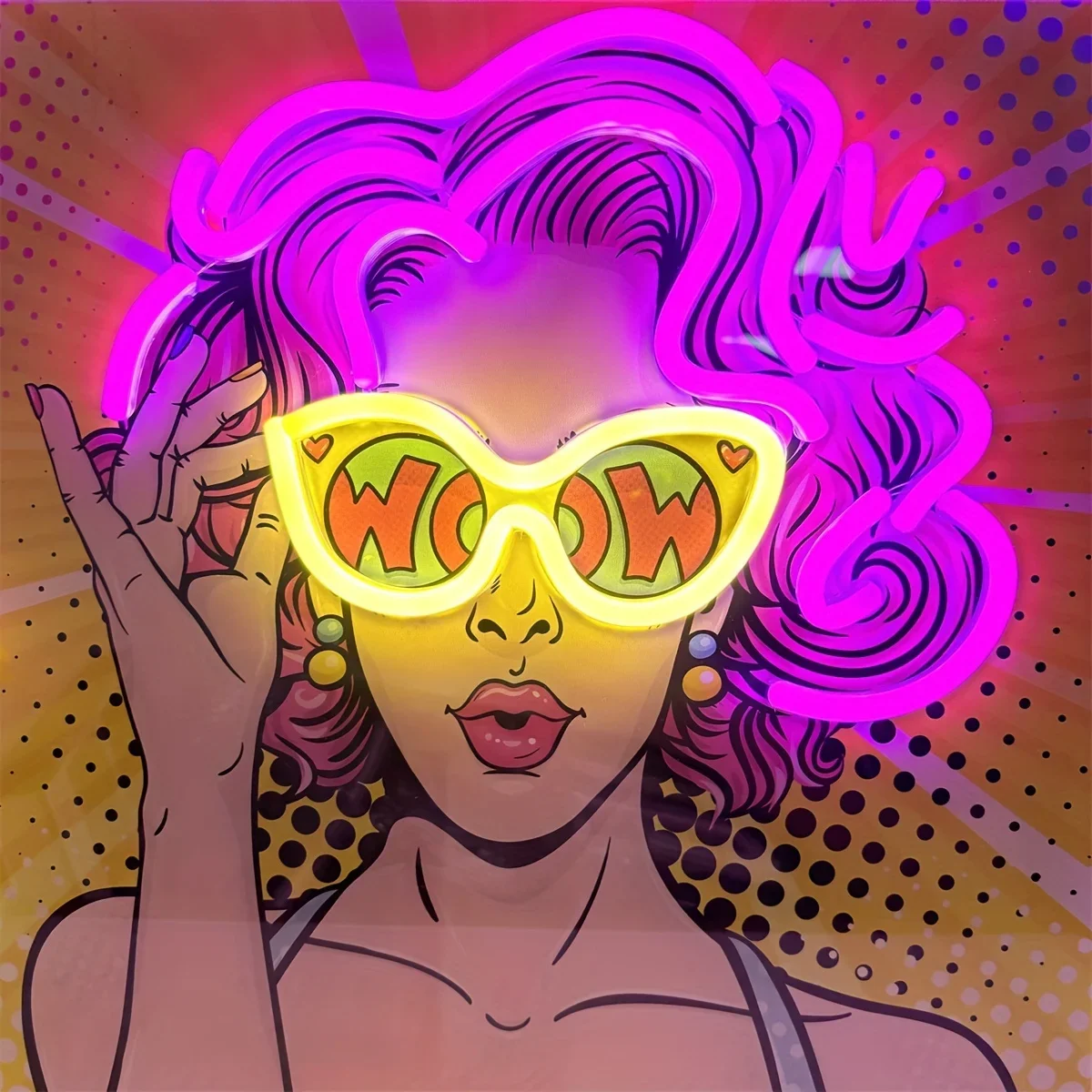 Wow Lady Pop Art LED Neon Sign - đánh giá và giá Lighting Decor Wow