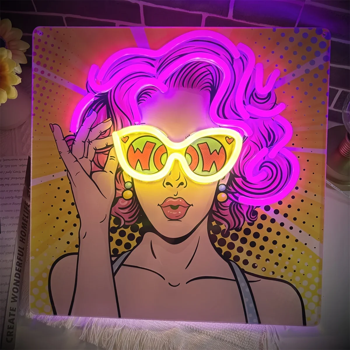 Wow Lady Pop Art LED Neon Sign - đánh giá và giá Lighting Decor Wow