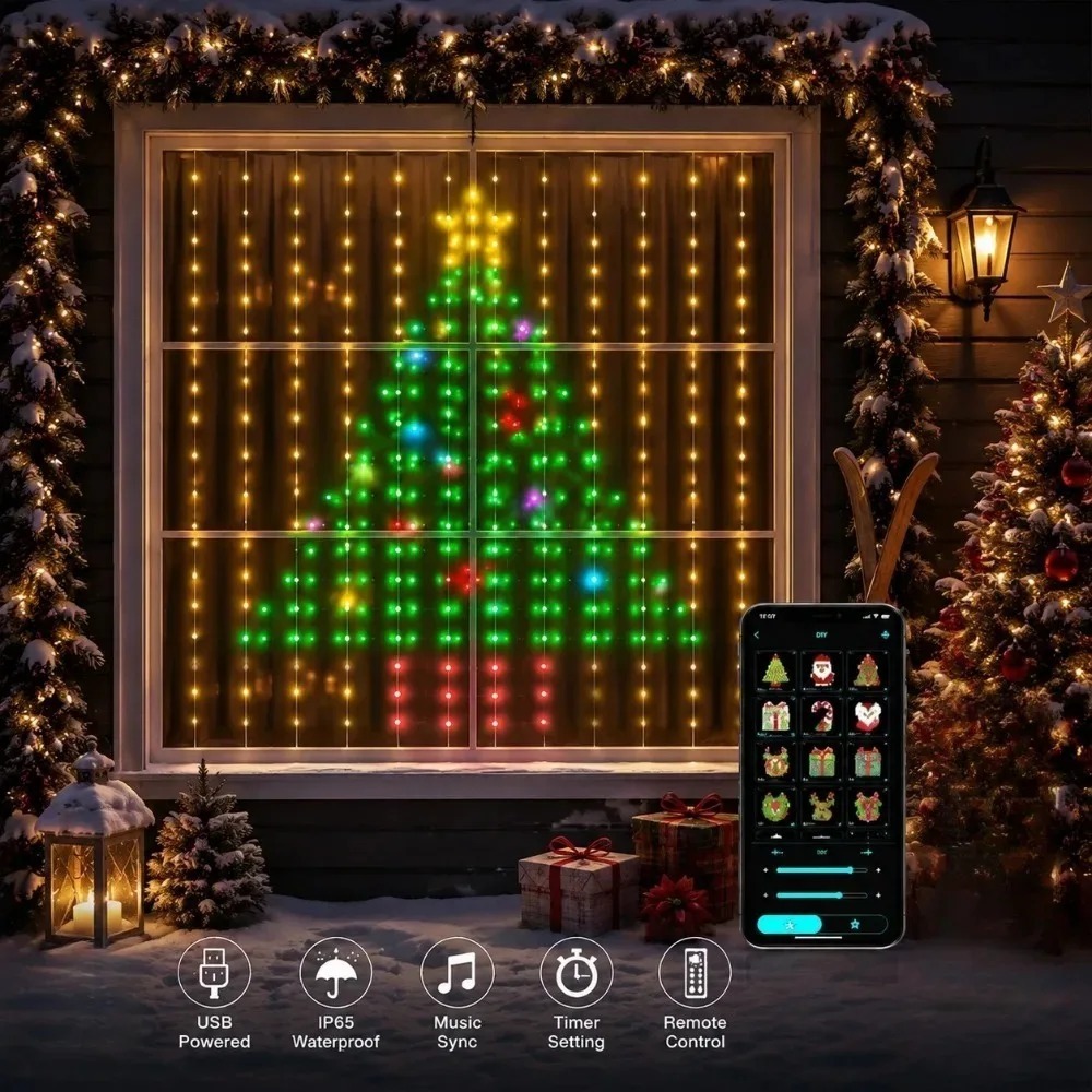 LED Pixel Curtain Lights Bluet - đánh giá và giá Lighting Decor Home