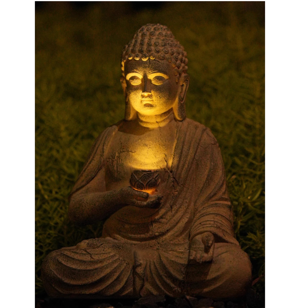 Resin Solar Buddha Statue Scul - đánh giá và giá Japanese Lighting Decor