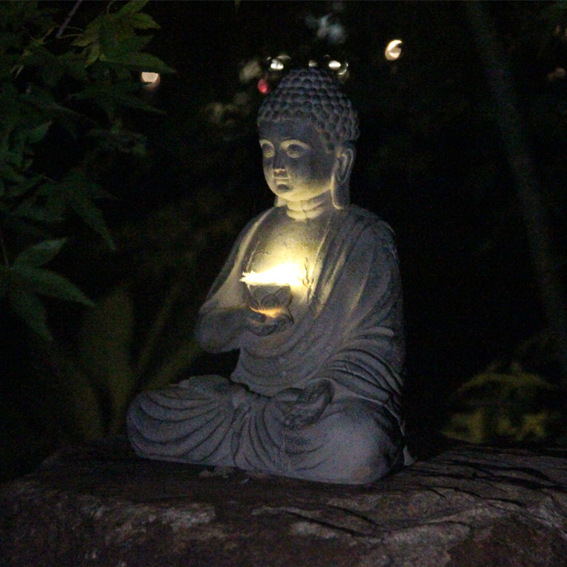 Resin Solar Buddha Statue Scul - đánh giá và giá Japanese Lighting Decor