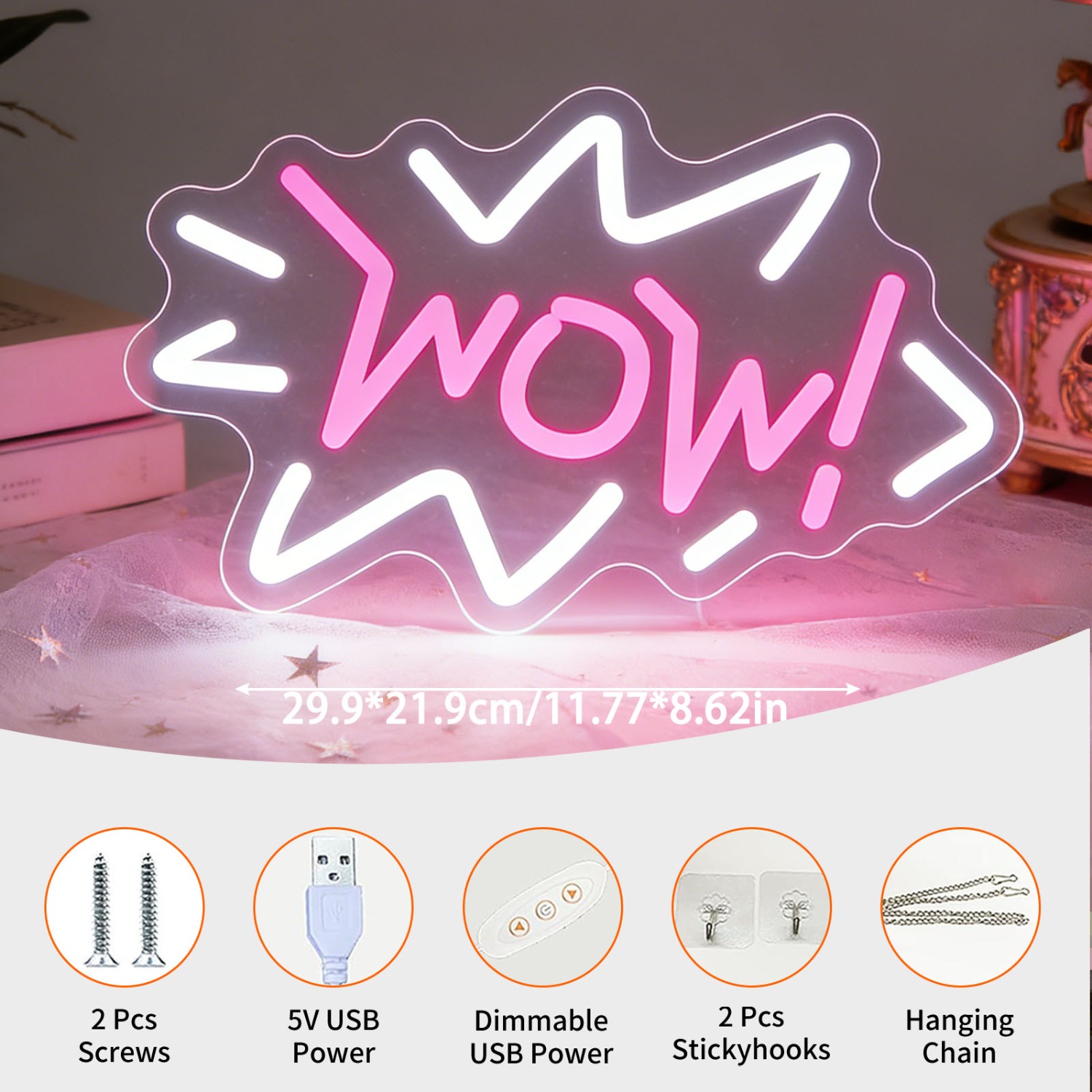 Wow Neon Sign LED Pop Art Marq - đánh giá và giá Lighting Decor Wow